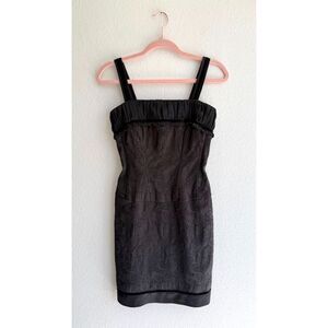 Vintage 90s Guess Jeans Dragon Jacquard Corset Satin & Velvet Dress in Black XS